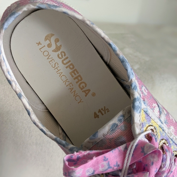 LoveShackFancy x Superga Cotton Canvas Floral Sneaker Rose Heart Mix 10 NWT - Picture 12 of 15